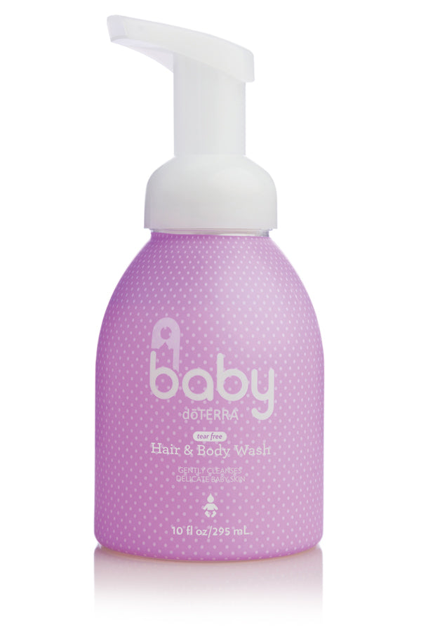 doTERRA Baby Hair &amp; Body Wash, limpia suavemente el cabello y la piel del bebé.