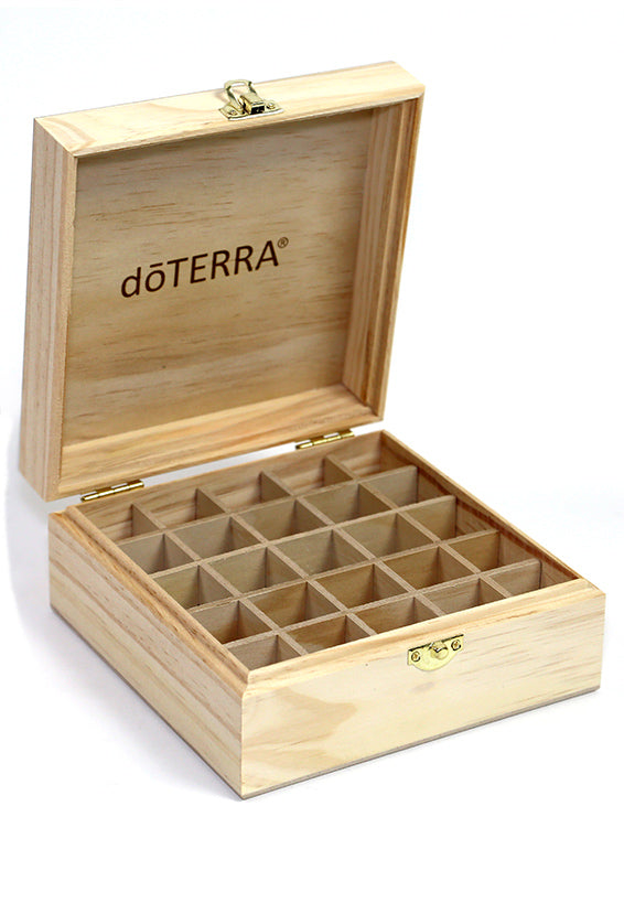 doTERRA Logo Engraved Wooden Box, Elegant storage for essential oils.