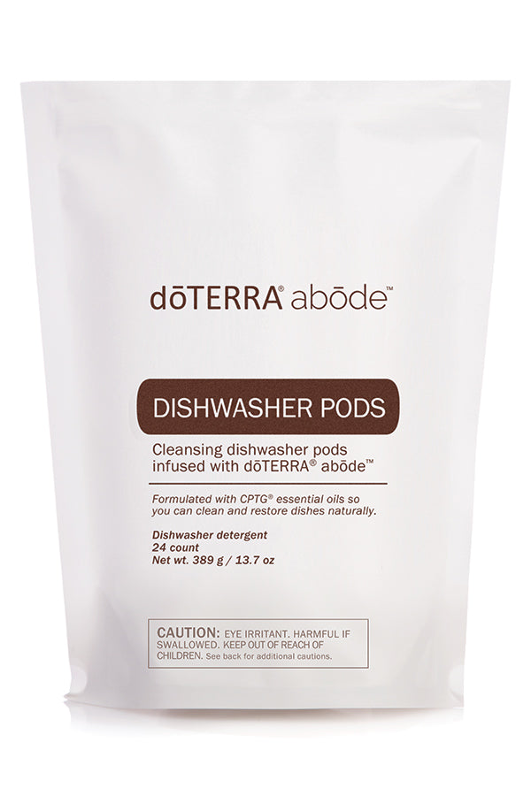 doTERRA Abōde Dishwasher Pods, Cleanses dishes with a natural formula in convenient pods.