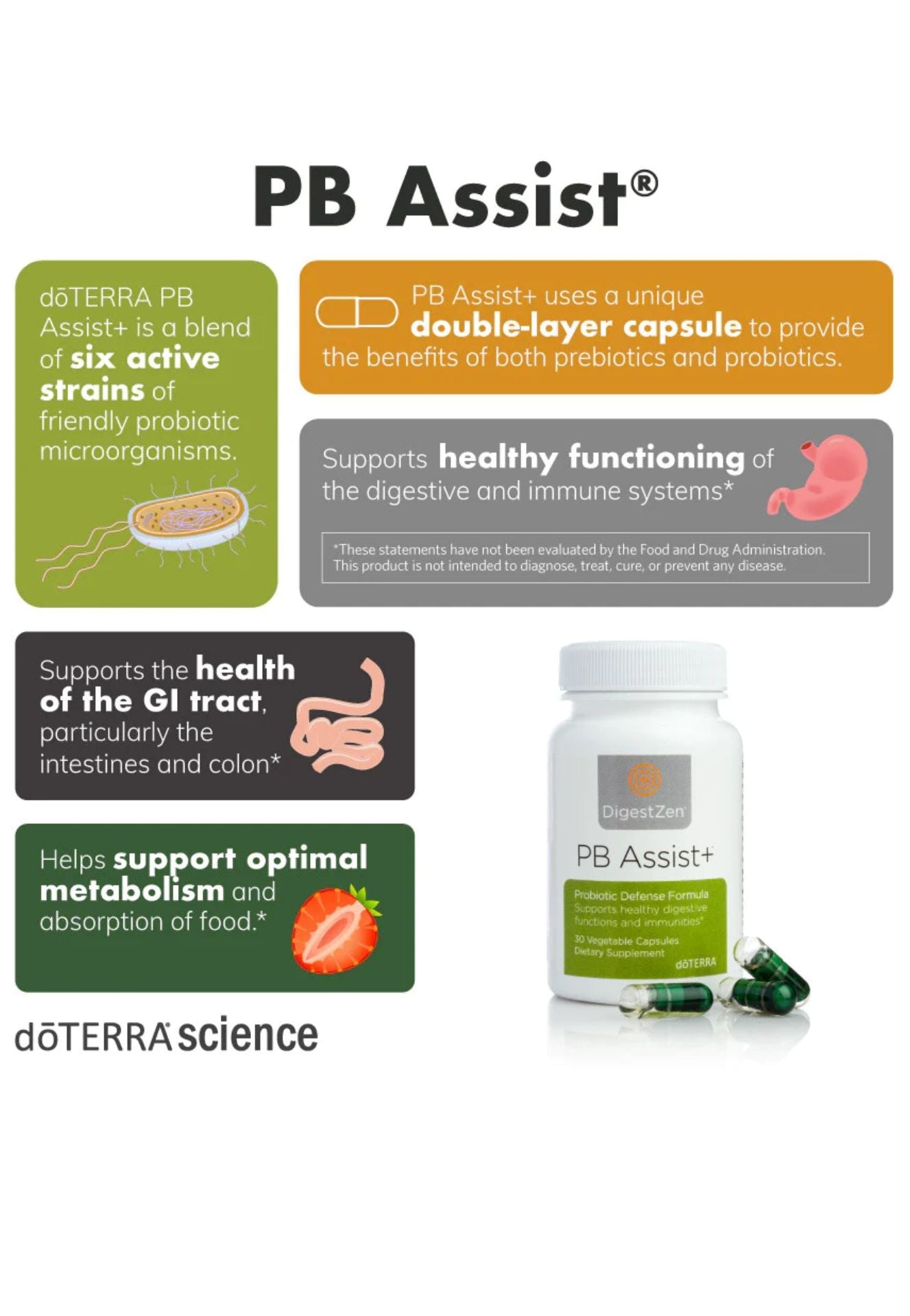 doTERRA PB Assist+ Probiotic - Supports digestive and immune health.