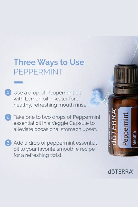 doTERRA Peppermint Essential Oil - Refreshes and invigorates, relieves headaches and muscle tension.