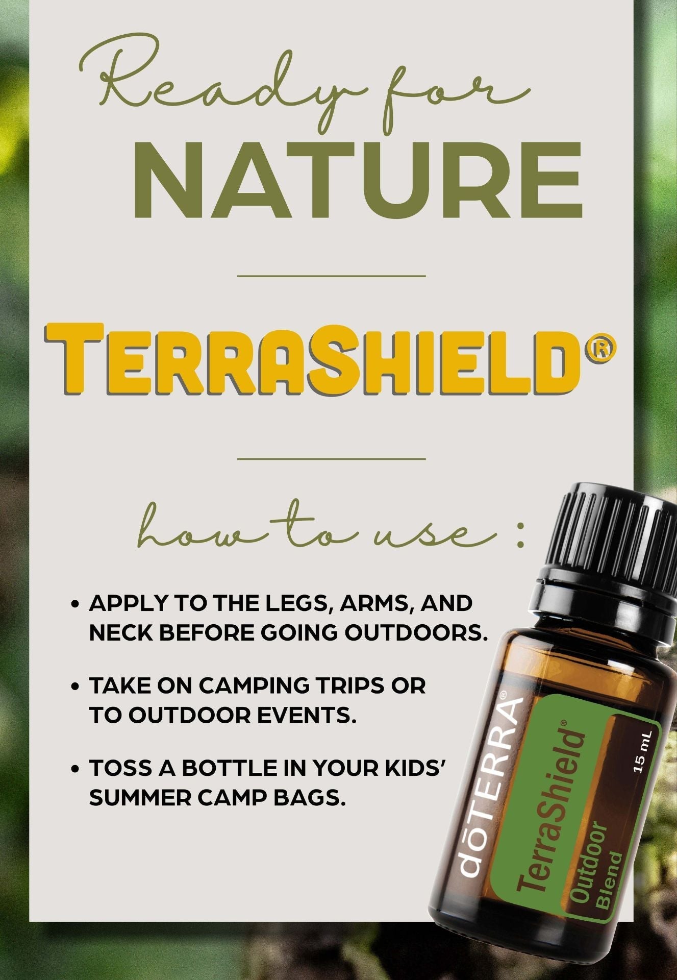 doTERRA TerraShield Repellent Blend, Provides natural protection against environmental threats.