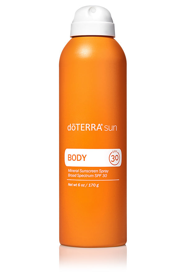 dōTERRA sun® Body Mineral Sunscreen Spray, Protects the skin with a natural mineral formula.