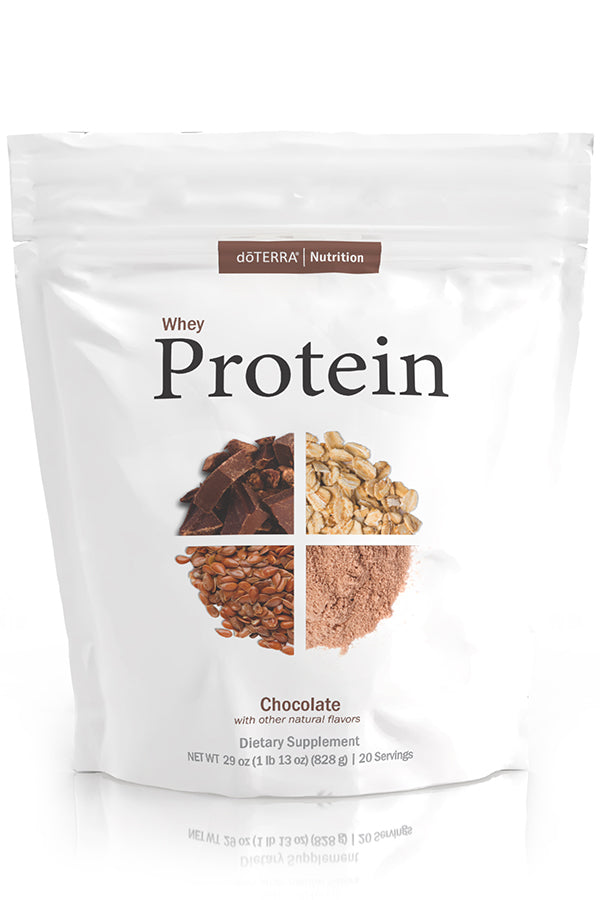 Proteína de chocolate dōTERRA, proporciona un suplemento proteico delicioso y nutritivo.